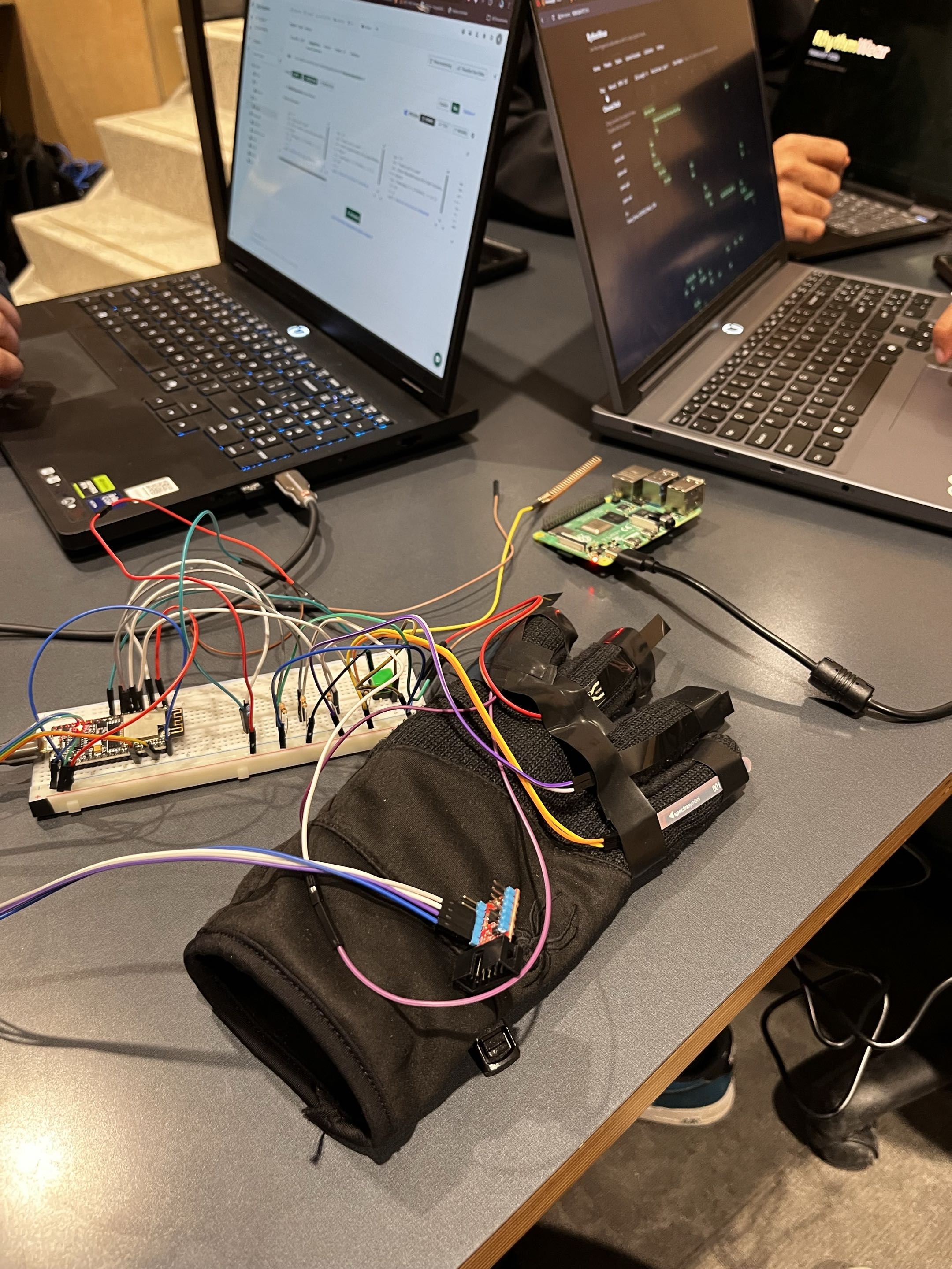 The glove mid-build